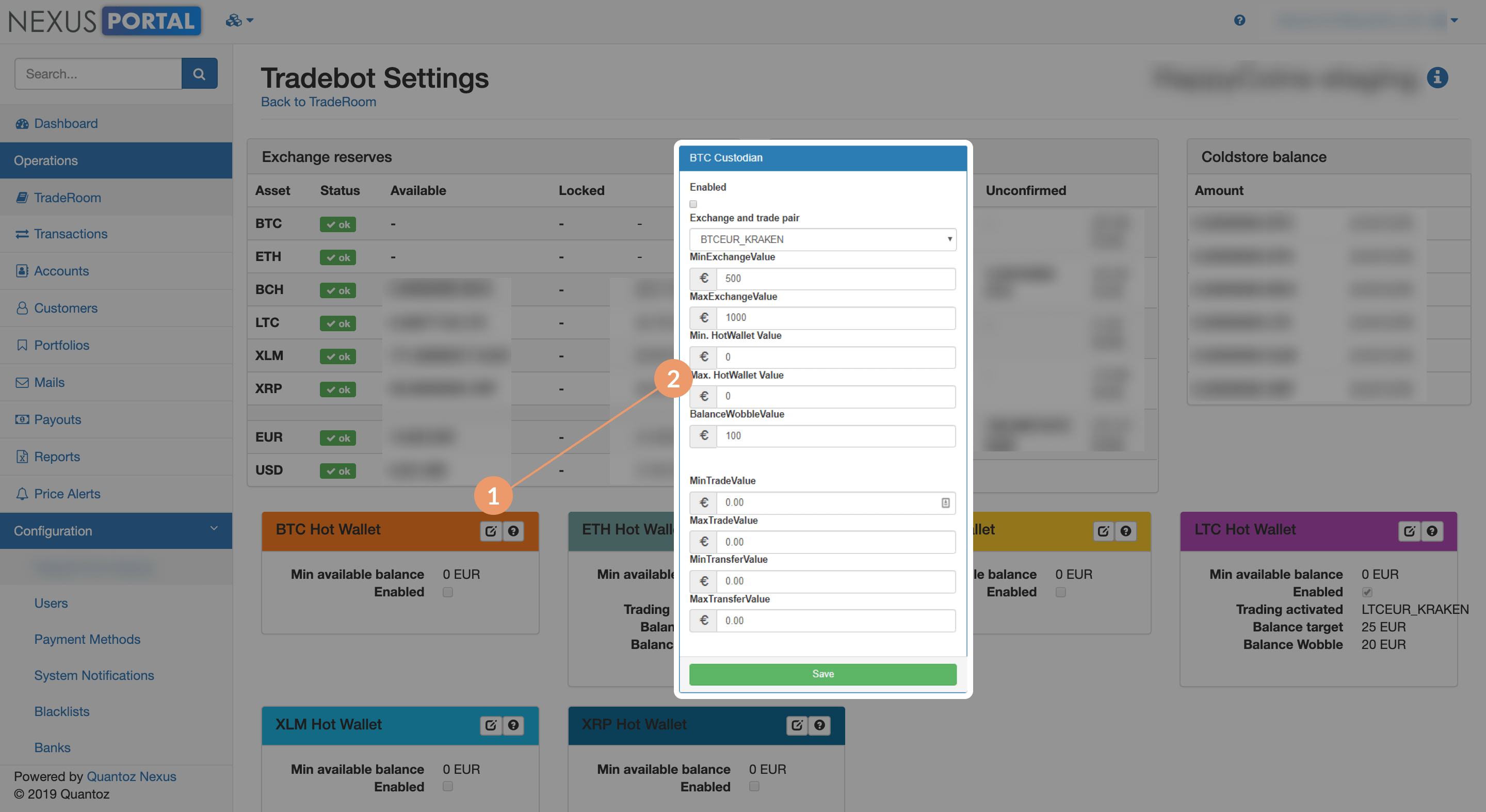 Tradebot settings — Custodian